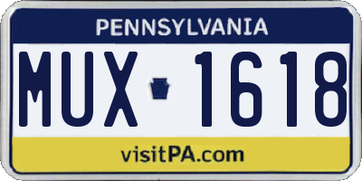 PA license plate MUX1618