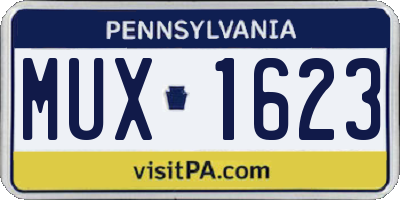 PA license plate MUX1623
