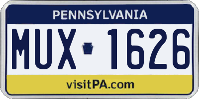 PA license plate MUX1626