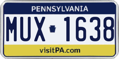 PA license plate MUX1638