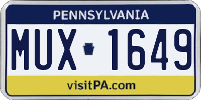 PA license plate MUX1649