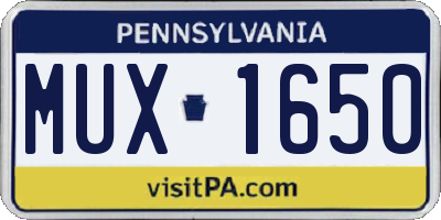 PA license plate MUX1650
