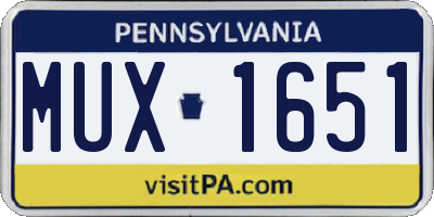 PA license plate MUX1651