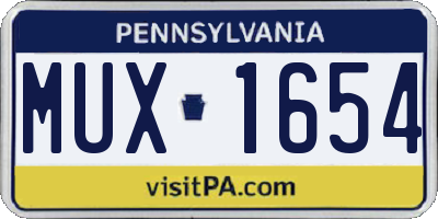 PA license plate MUX1654