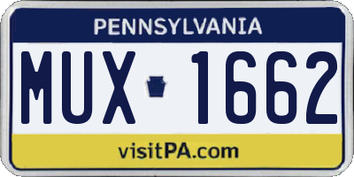 PA license plate MUX1662