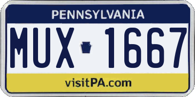 PA license plate MUX1667