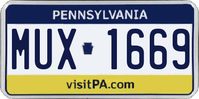PA license plate MUX1669