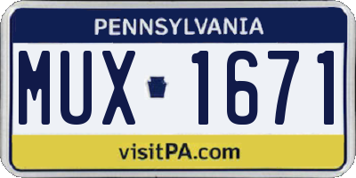 PA license plate MUX1671