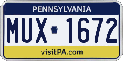 PA license plate MUX1672