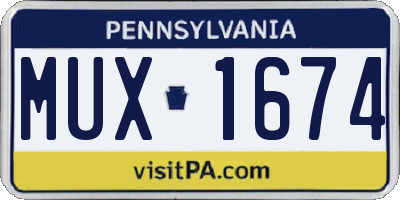 PA license plate MUX1674