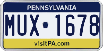PA license plate MUX1678