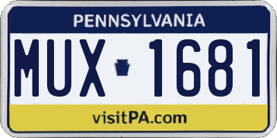 PA license plate MUX1681