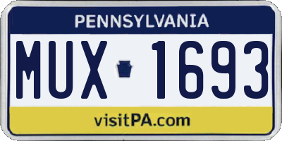 PA license plate MUX1693