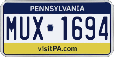 PA license plate MUX1694