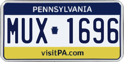 PA license plate MUX1696