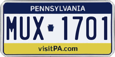 PA license plate MUX1701