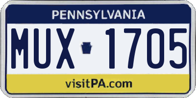 PA license plate MUX1705