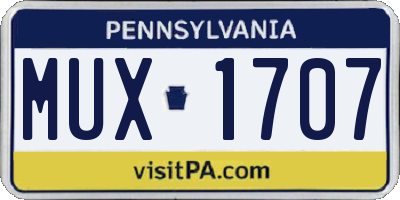 PA license plate MUX1707