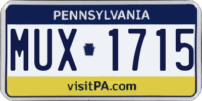 PA license plate MUX1715