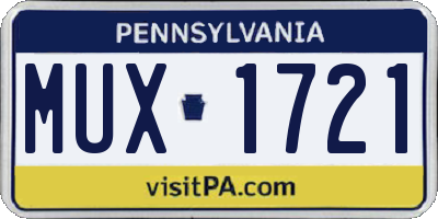 PA license plate MUX1721