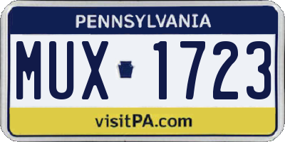 PA license plate MUX1723