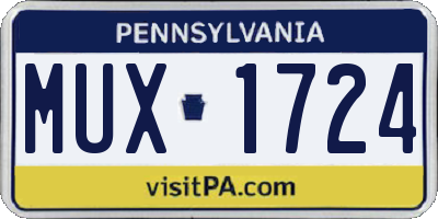 PA license plate MUX1724