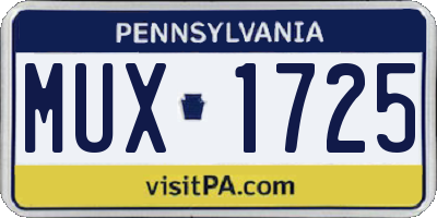 PA license plate MUX1725