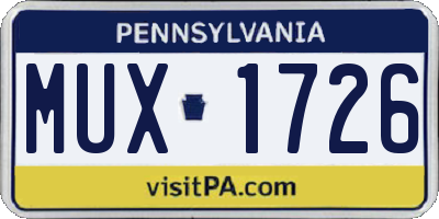 PA license plate MUX1726