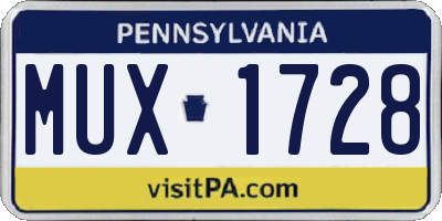 PA license plate MUX1728