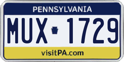 PA license plate MUX1729