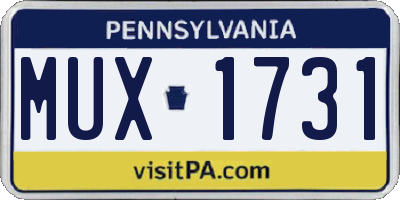 PA license plate MUX1731