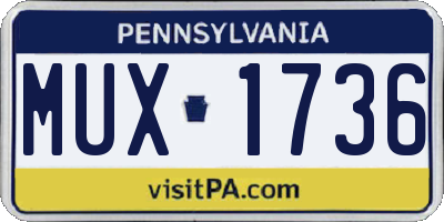 PA license plate MUX1736