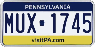PA license plate MUX1745