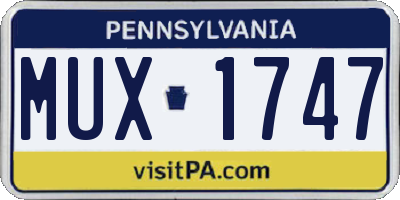 PA license plate MUX1747