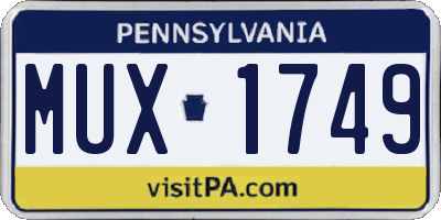 PA license plate MUX1749