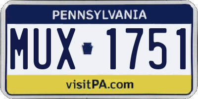 PA license plate MUX1751