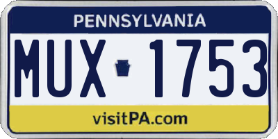 PA license plate MUX1753