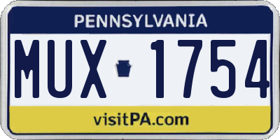 PA license plate MUX1754