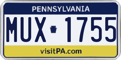 PA license plate MUX1755