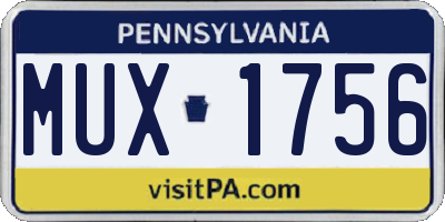 PA license plate MUX1756