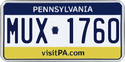 PA license plate MUX1760