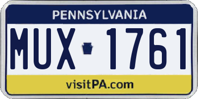 PA license plate MUX1761