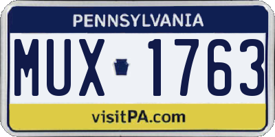 PA license plate MUX1763