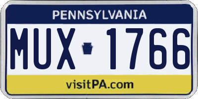 PA license plate MUX1766