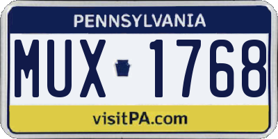 PA license plate MUX1768