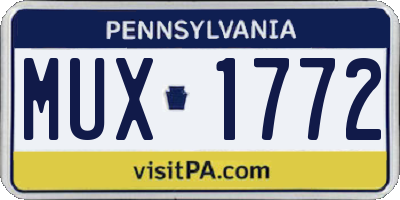PA license plate MUX1772