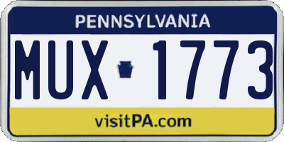PA license plate MUX1773