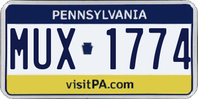 PA license plate MUX1774