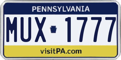 PA license plate MUX1777