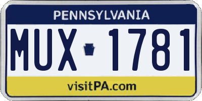 PA license plate MUX1781